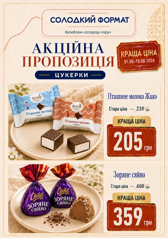 Акційна пропозиція: Пташине молоко Жако, Зоряне сяйво