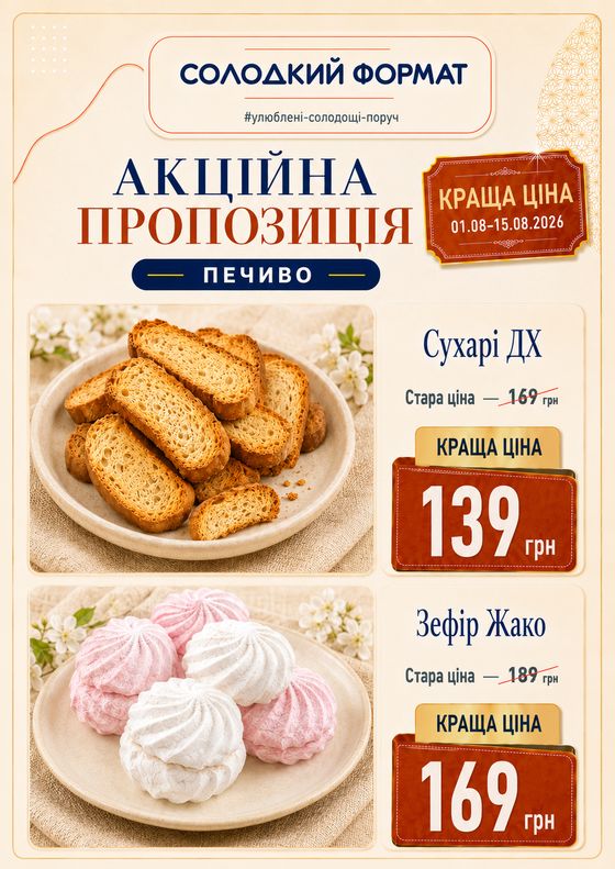 Акційна пропозиція: Сухарі ДХ, Зефір Жако