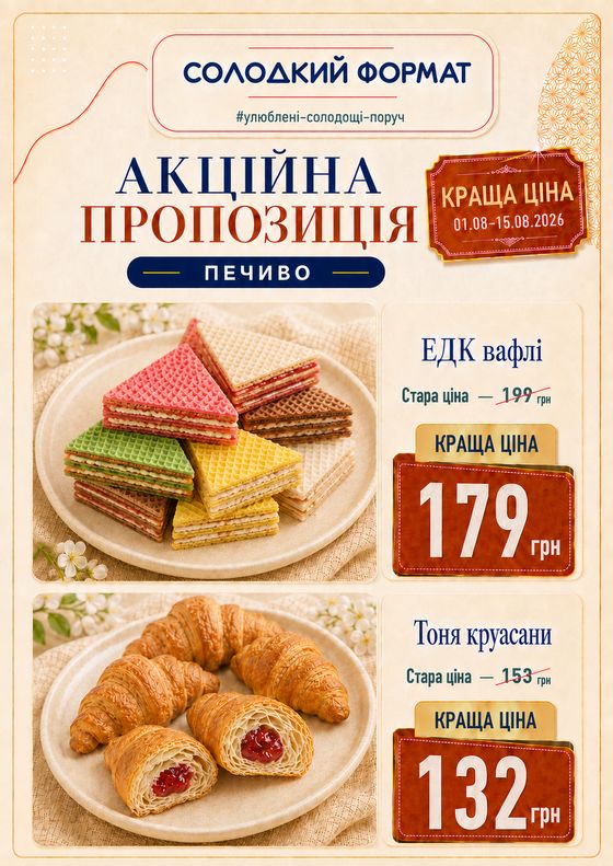 Акційна пропозиція: ЕДК вафлі, Тоня круасани
